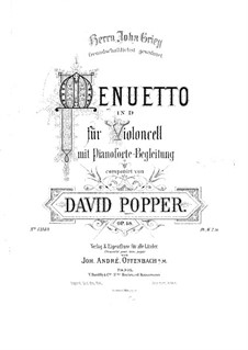 Menuett für Cello und Klavier, Op.48: Partitur by David Popper