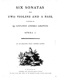 Sechs Sonaten für zwei Violinen und Basso Continuo, Op.1: Violinstimme II by Giovanni Andrea Sabatini