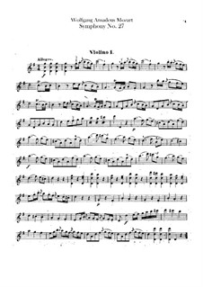 Sinfonie Nr.27 in G-Dur, K.199: Violinstimmen by Wolfgang Amadeus Mozart