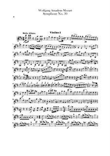 Sinfonie Nr.30 in D-Dur, K.202: Violinstimme by Wolfgang Amadeus Mozart
