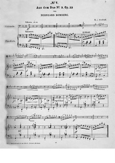 Drei Grosses Duos für zwei Cellos, Op.33: Scherzo, für Cello und Klavier by Bernhard Romberg