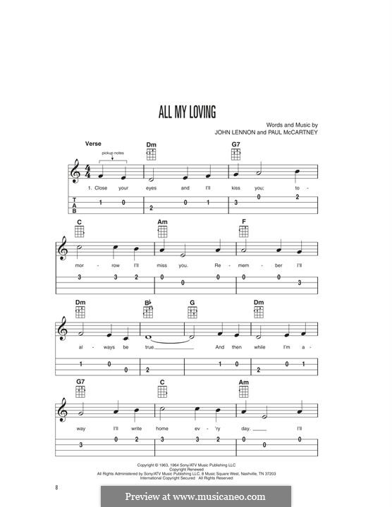 All My Loving (The Beatles): Für Ukulele by John Lennon, Paul McCartney