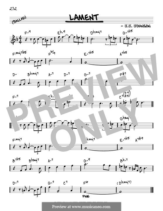Lament: Melody line (reharmonized version) by J. J. Johnson