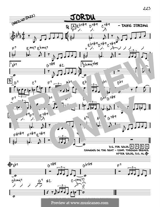 Jordu: Melody line (reharmonized version) by Duke Jordan