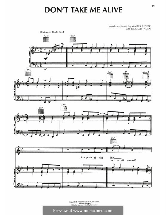 Don't Take Me Alive: Für Stimme und Klavier (oder Gitarre) by Donald Fagen, Walter Becker