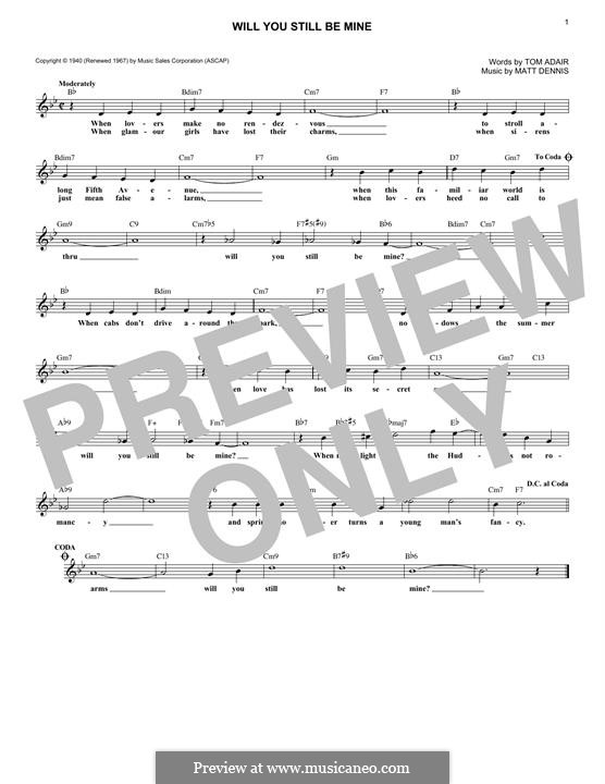 Will You Still Be Mine: Für Keyboard by Matt Dennis