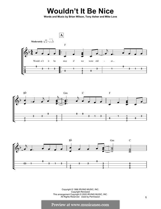 Wouldn't It Be Nice (The Beach Boys): Für Gitarre by Brian Wilson, Mike Love, Tony Asher