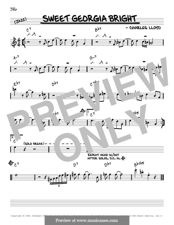 Sweet Georgia Bright: Melody line (reharmonized version) by Charles Lloyd