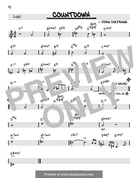 Countdown: Melody line (meharmonized version) by John Coltrane