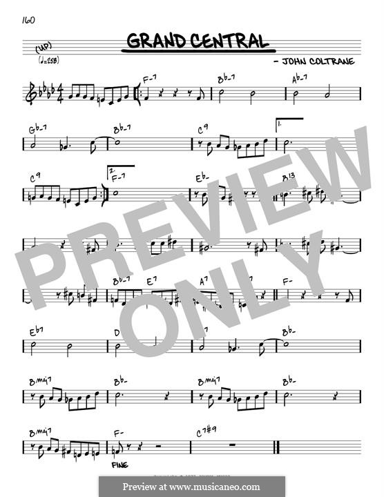 Grand Central: Melody line (reharmonized version) by John Coltrane