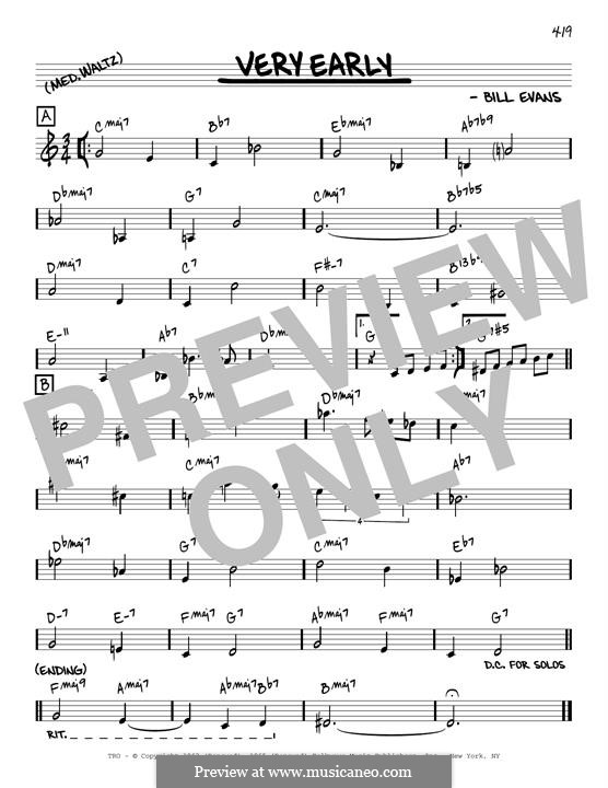 Very Early: Melody line (reharmonized version) by Bill Evans