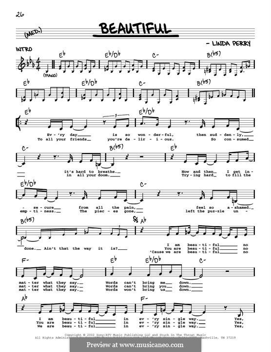 Beautifull (Christina Aguilera & Beverly McClellan): Melodische Linie by Linda Perry