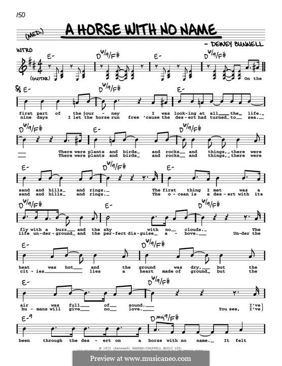 A Horse with No Name (America) von D. Bunnell Noten auf MusicaNeo