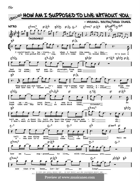 How am I Supposed to Live without You (Michael Bolton): Melodische Linie by Doug James