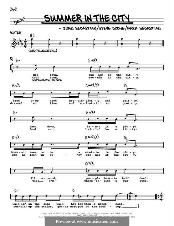 Summer in the City (The Lovin' Spoonful): Melodische Linie by John B. Sebastian, Mark Sebastian, Steve Boone