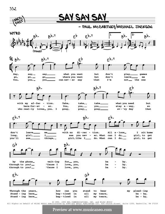 Say Say Say: Melodische Linie by Michael Jackson, Paul McCartney