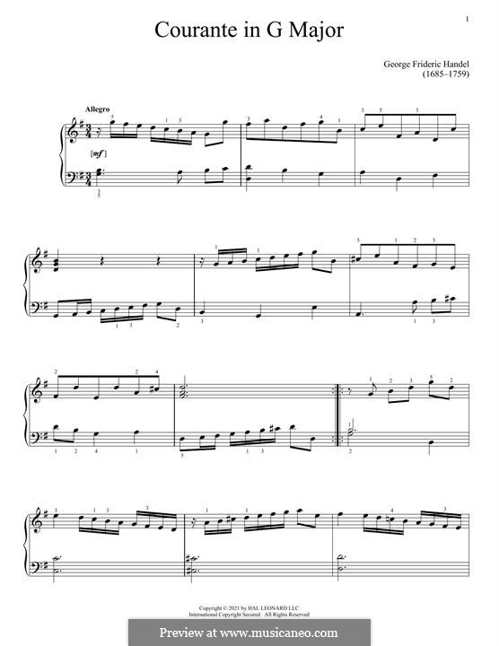 Courante in G Major: Für Klavier by Georg Friedrich Händel