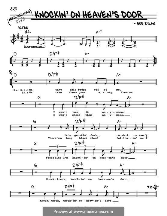 Knockin' on Heaven's Door: Melodische Linie by Bob Dylan