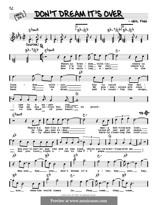 Don't Dream It's Over (Crowded House): Melodische Linie by Neil Finn