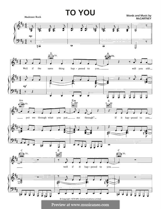 To You: Für Stimme und Klavier (oder Gitarre) by Paul McCartney