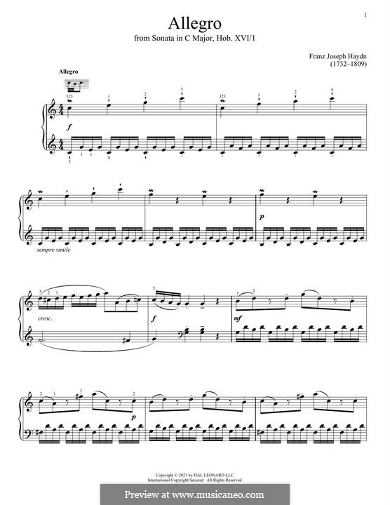 Sonate für Klavier Nr.10 in C-Dur, Hob.XVI/1: Für einen Interpreten by Joseph Haydn