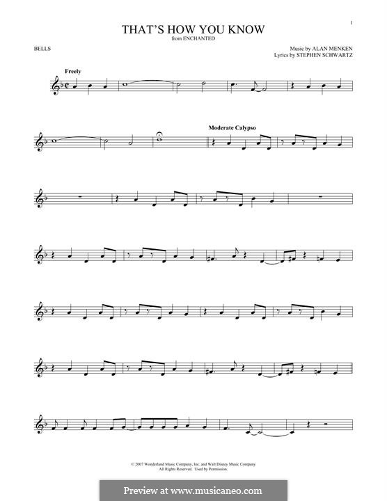 That's How You Know (from Enchanted): For glockenspiel by Alan Menken