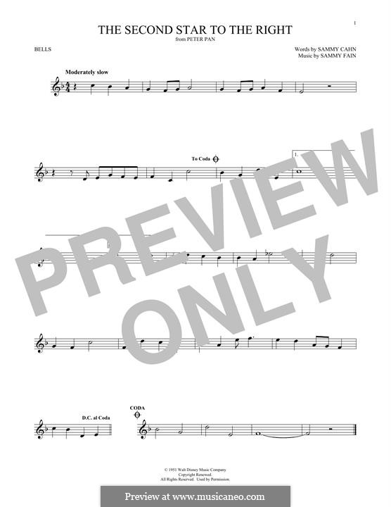 The Second Star to the Right (from Peter Pan): For glockenspiel by Sammy Fain