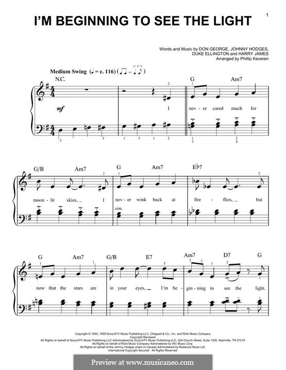 I'm Beginning to See the Light: Für Klavier, leicht by John Hodges, Don George, Duke Ellington, Harry James
