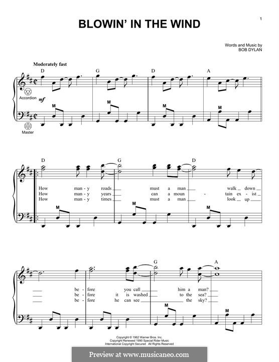 Blowin' in the Wind: Für Akkordeon by Bob Dylan