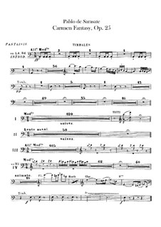 Fantasie über Themen aus 'Carmen' von Bizet, Op.25: Schlagzeugstimmen by Pablo de Sarasate
