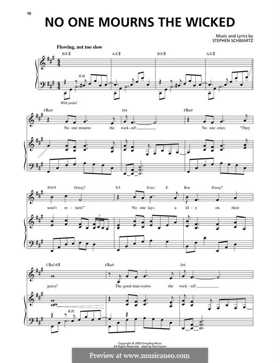No One Mourns the Wicked: Für Stimme und Klavier by Stephen Schwartz