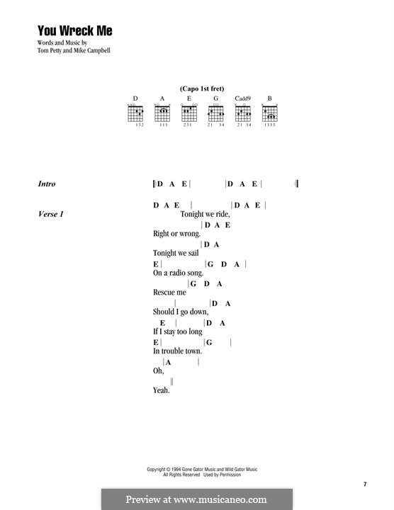 You Wreck Me: Für Gitarre mit Tabulatur by Mike Campbell, Tom Petty