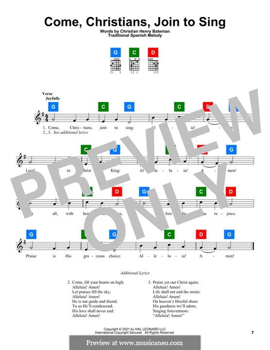 Come, Christians, Join to Sing: Melodische Linie by folklore