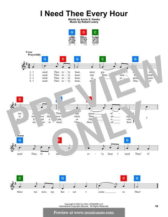 I Need Thee Every Hour: Melodische Linie by Robert Lowry