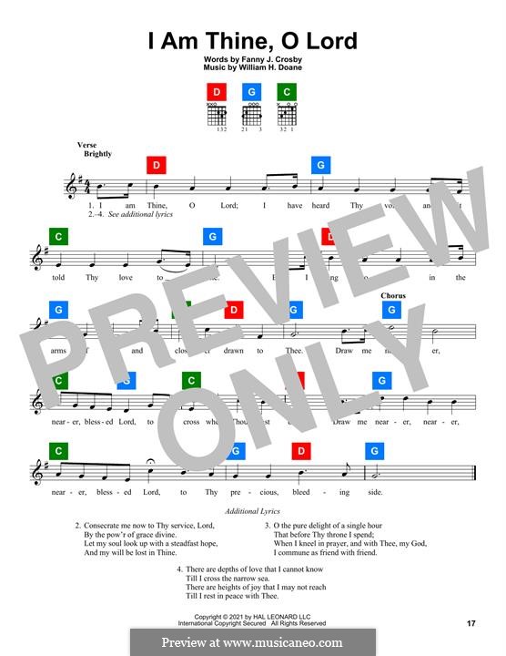 I am Thine, O Lord: Melodische Linie by William Howard Doane