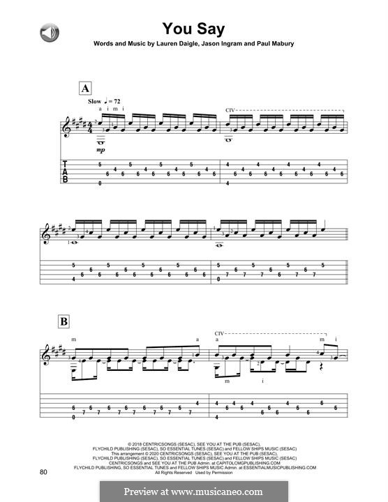 You Say: Für Gitarre by Jason David Ingram, Paul Mabury, Lauren Daigle