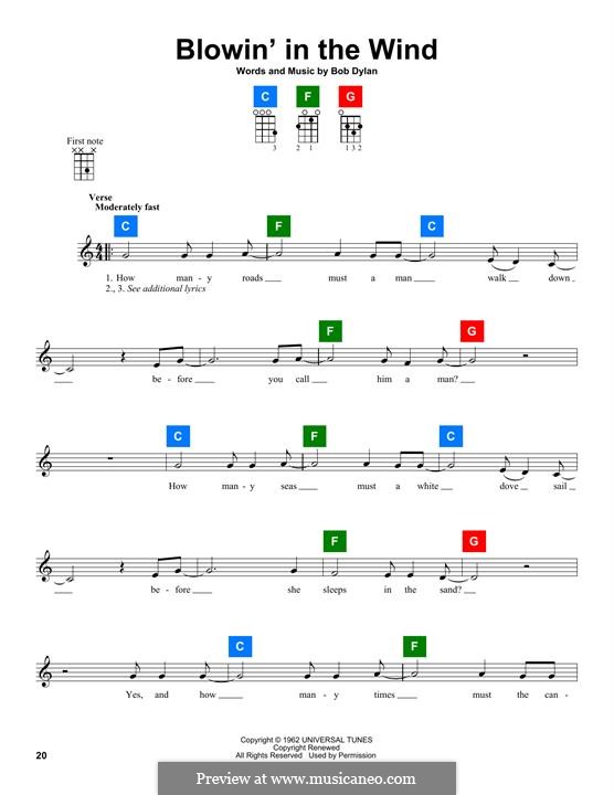 Blowin' in the Wind: Für Ukulele by Bob Dylan