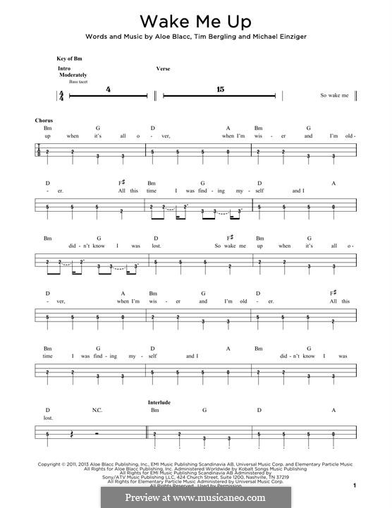 Wake Me Up: Für Bassgitarre mit Tabulatur by Aloe Blacc, Michael Einziger, Avicii, Arash Andreas Pournouri