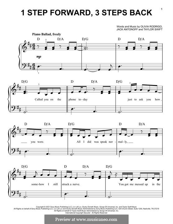1 step forward, 3 steps back (Olivia Rodrigo): Für Klavier by Jack Antonoff