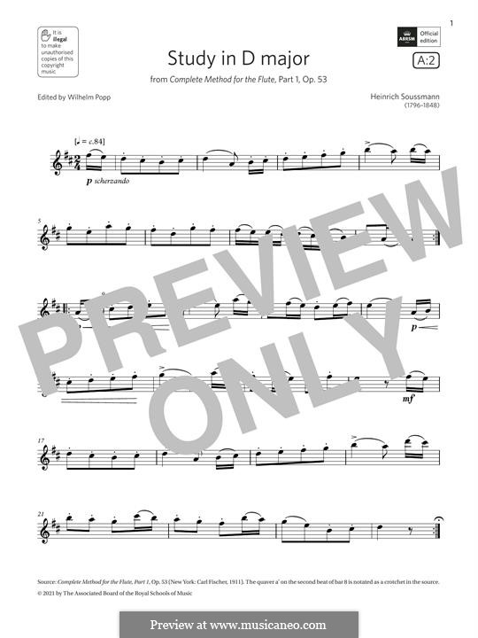 Study in D major: Für Flöte by Heinrich Soussmann