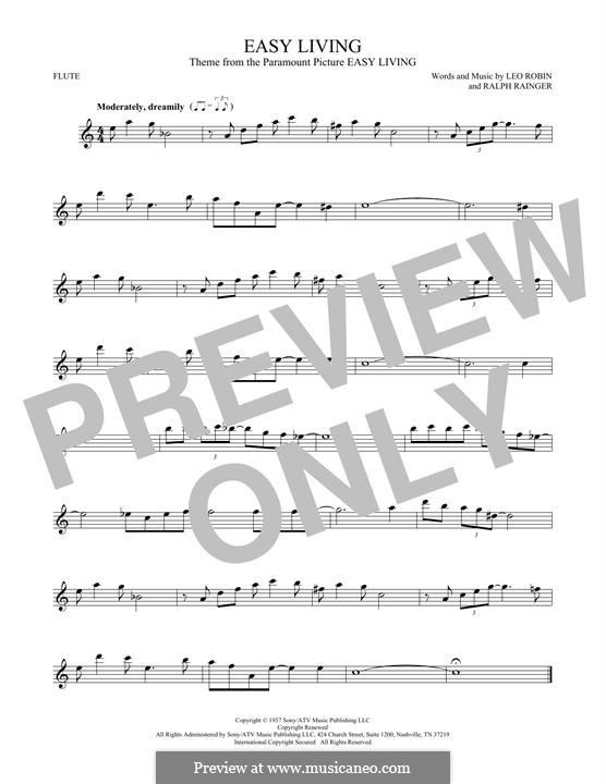Easy Living (Billie Holiday): Für Flöte by Leo Robin, Ralph Rainger