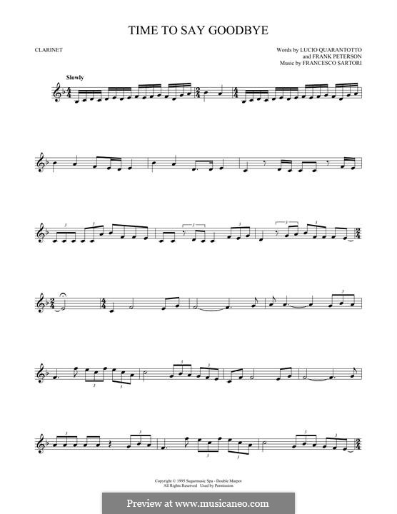 Time to Say Goodbye (Con te partirò): Für Klarinette by Francesco Sartori