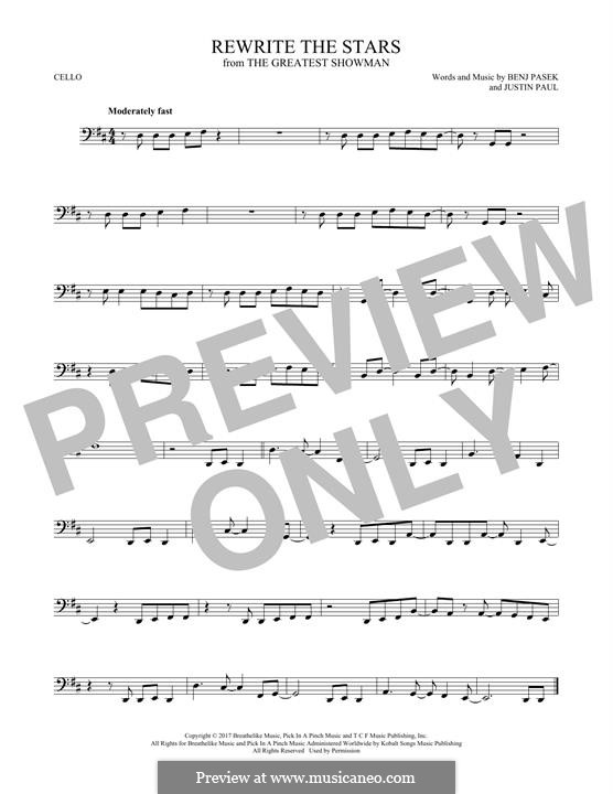 Rewrite the Stars (from The Greatest Showman): Für Cello by Justin Paul, Benj Pasek