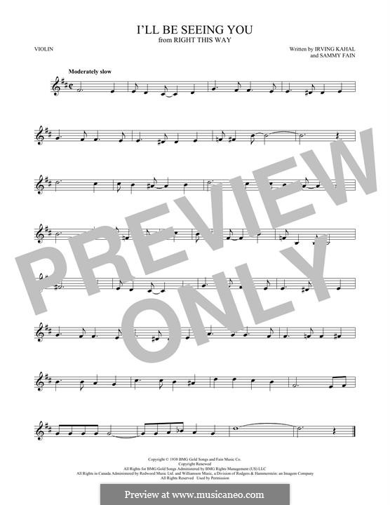 I'll Be Seeing You: Für Violine by Irving Kahal, Sammy Fain