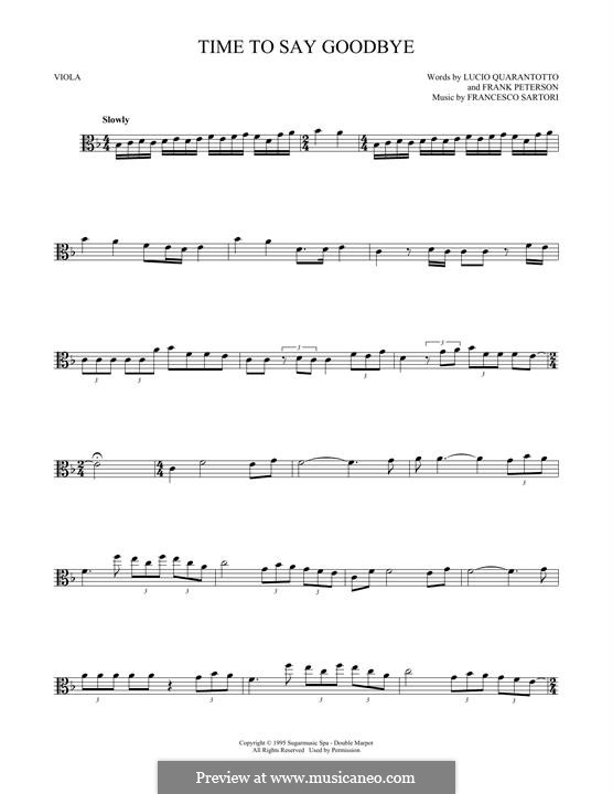 Time to Say Goodbye (Con te partirò): For viola by Francesco Sartori