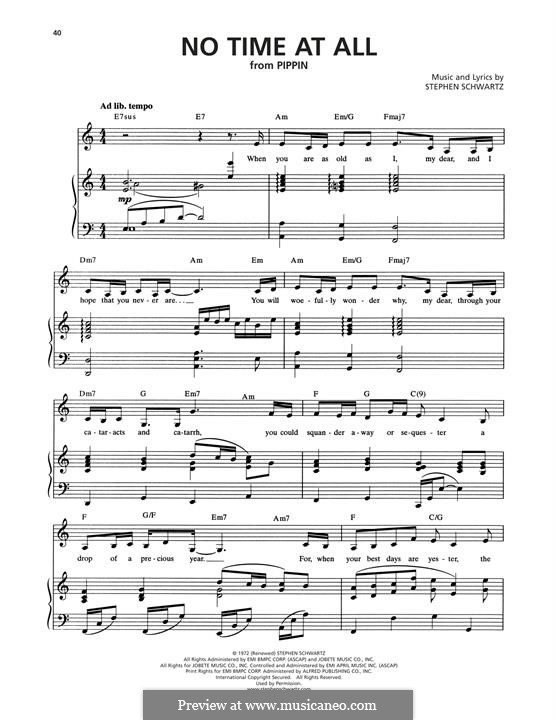 No Time At All (from Pippin): No Time At All (from Pippin) by Stephen Schwartz