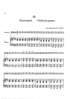 Stücke für zwei Cellos, Op.19: Heft II. Version für Cello und Klavier by Hugo Schlemüller