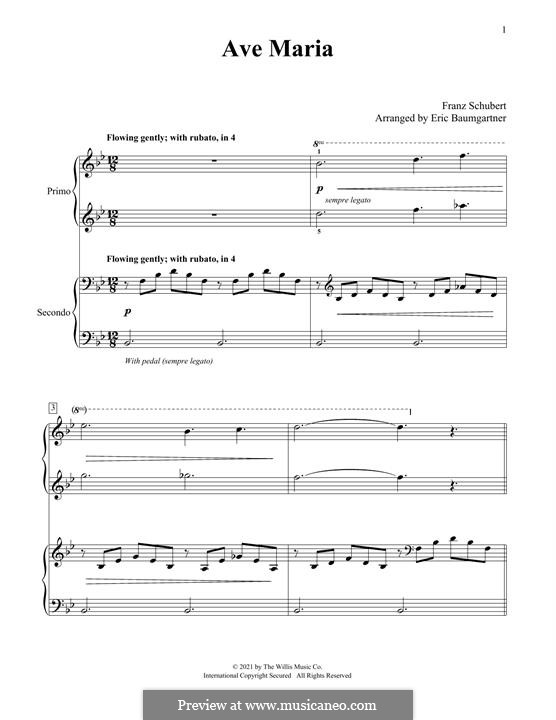 Piano version: For four hands by Franz Schubert