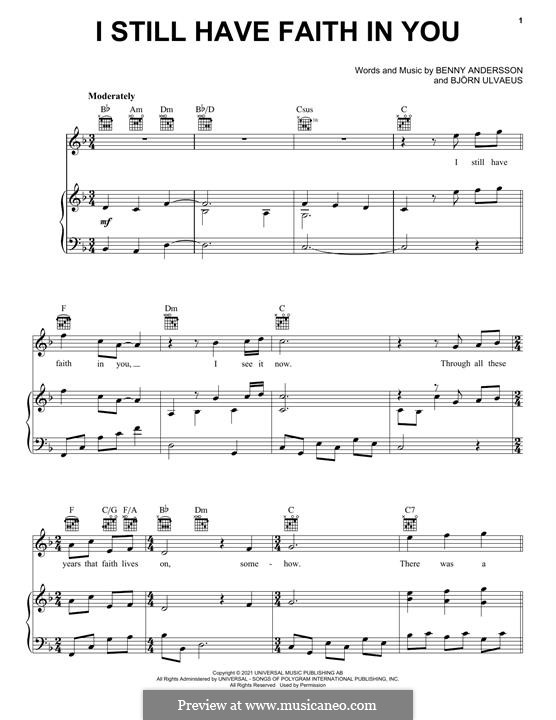 I Still Have Faith In You (ABBA): Für Stimme und Klavier (oder Gitarre) by Benny Andersson, Björn Ulvaeus