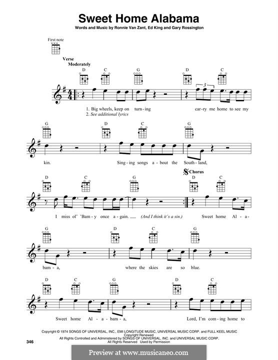 Sweet Home Alabama (Lynyrd Skynyrd): Für Ukulele by Ed King, Gary Rossington, Ronnie Van Zant